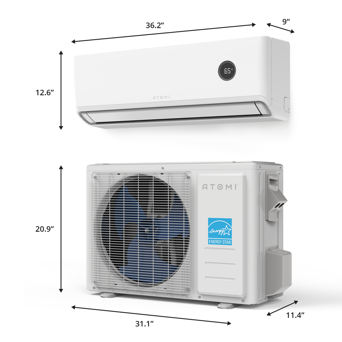 Tempestas Ductless Mini Split AC | 12K BTU Mini Split System – Atomi Smart