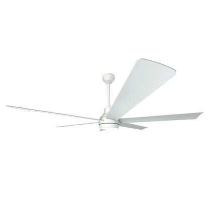 Angled side view of the Bresio 60 Inch Smart Outdoor Ceiling Fan highlighting aerodynamic blade design and pearl white finish 