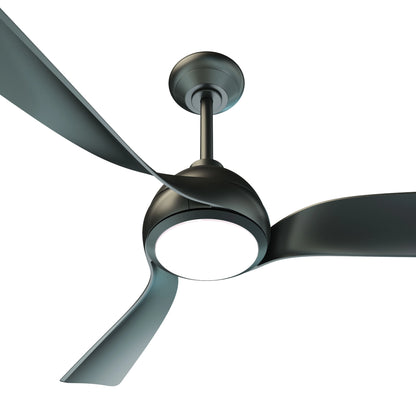 Close-up view of Flora Smart Ceiling Fan in pearl black finish 