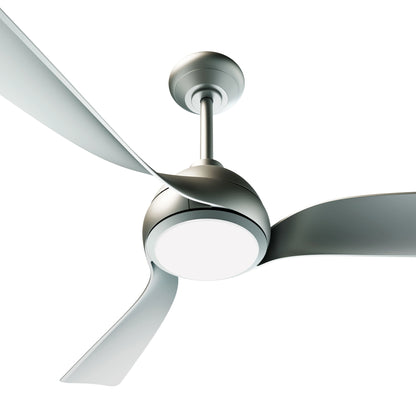 Close-up view of Flora Smart Ceiling Fan in silver finish 